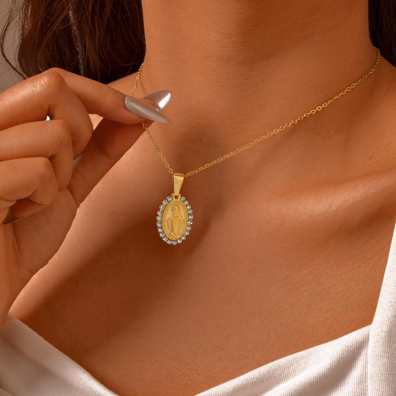 Colar Virgem Maria - Banhado a Ouro 18K