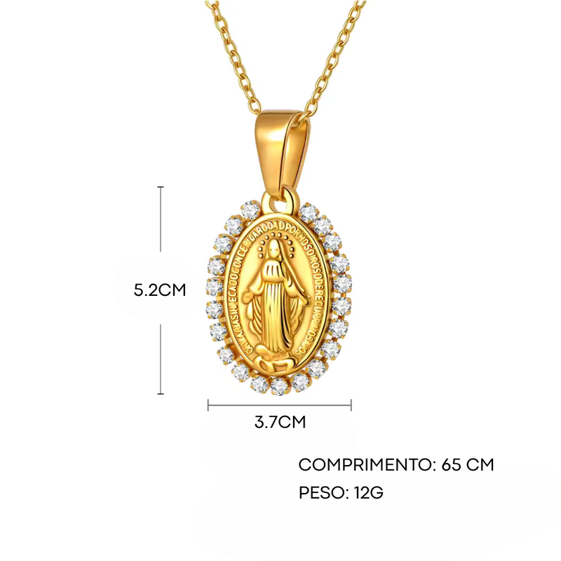 Colar Virgem Maria - Banhado a Ouro 18K